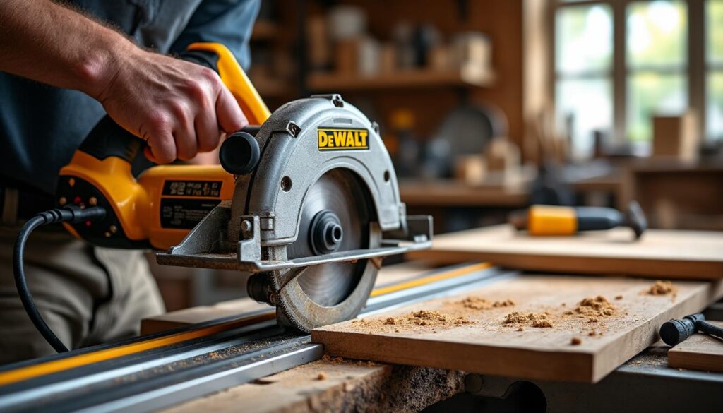 Scie circulaire Dewalt avec rail : précision et sécurité garanties