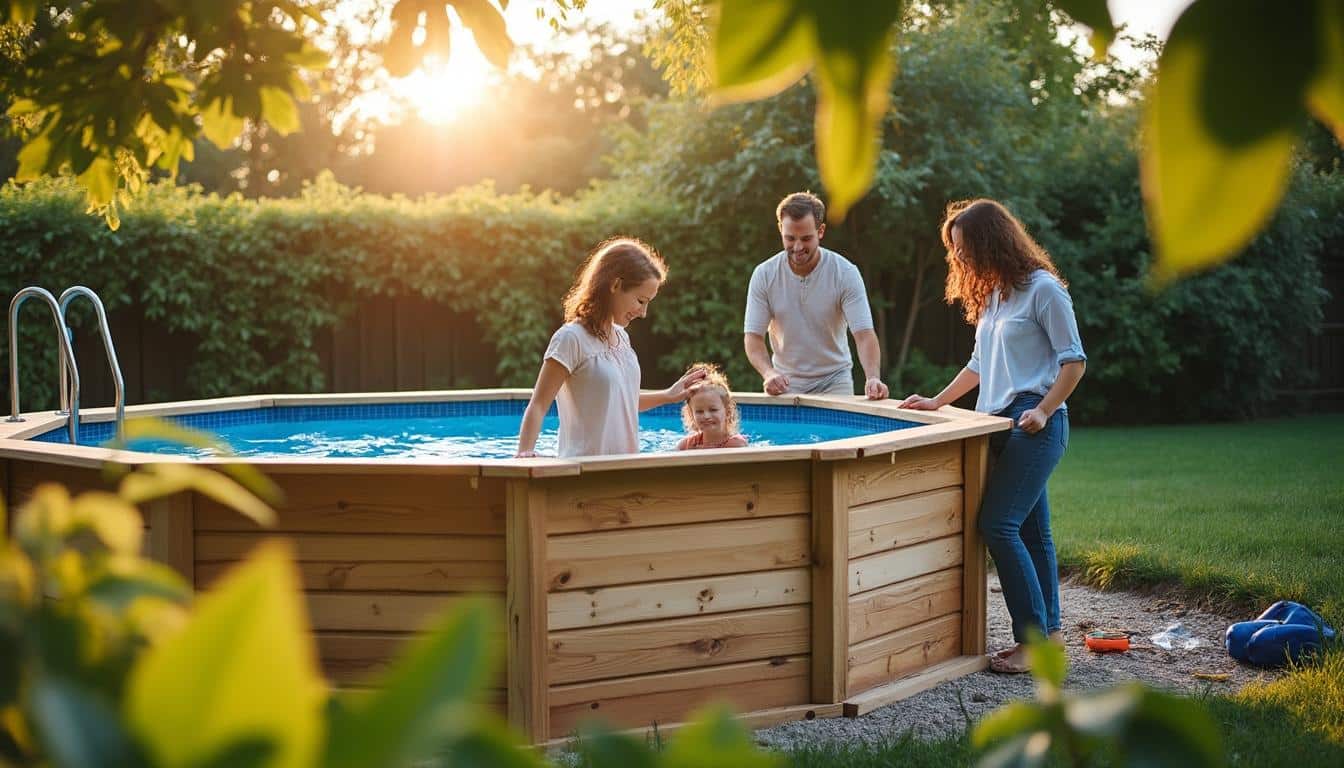 Piscine octogonale hors sol en bois : charme et installation facile
